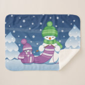Couverture Sherpa Écharpe Tricot Snowman (Devant (Horizontal))