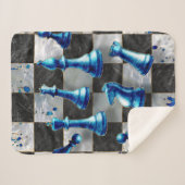 Couverture Sherpa Échecs Art Abstrait - Marbre Bleu (Devant (Horizontal))