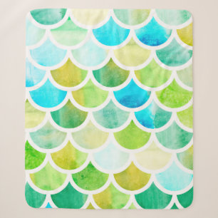 Couverture Sherpa Échelles de sirène. Aquarelle écailles de poisson.