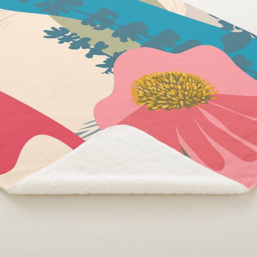 Couverture Sherpa Echinacea Abstrait Artistic Moderne Blocs de coule (3/4)