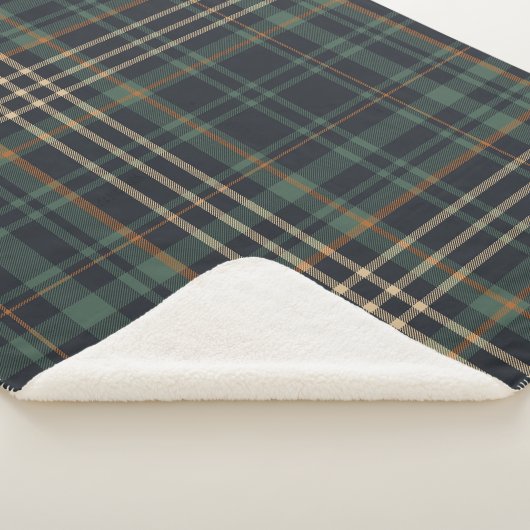 Couverture Sherpa Écossais vert foncé élégant moderne (3/4)
