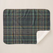 Couverture Sherpa Écossais vert foncé élégant moderne (Devant (Horizontal))