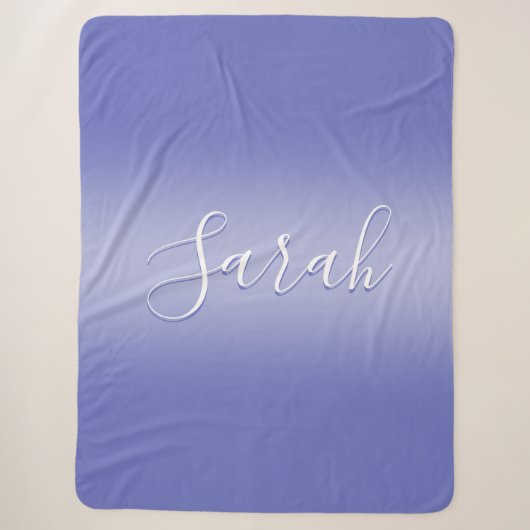Couverture Sherpa Écriture cursive éditable | Violet blanc et violet (Devant)