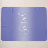 Couverture Sherpa Écriture cursive éditable | Violet blanc et violet (Devant (Horizontal))