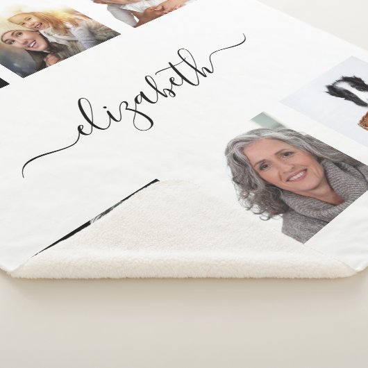 Couverture Sherpa Écriture de nom blanc collage photo (3/4)