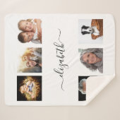 Couverture Sherpa Écriture de nom blanc collage photo (Devant (Horizontal))