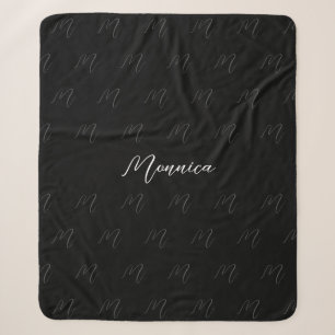 Couverture Sherpa Écriture élégante noire personnalisée