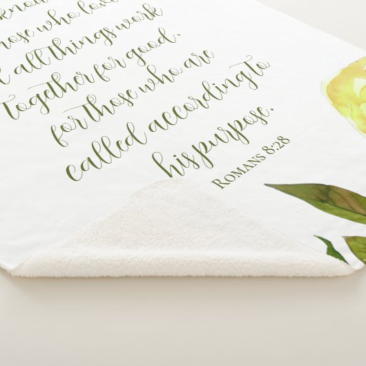 Couverture Sherpa Écriture Florale Romains 8:28 (3/4)