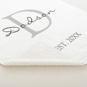 Couverture Sherpa Écriture moderne chic blanc gris Famille Monogramm (3/4)