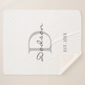 Couverture Sherpa Écriture moderne chic blanc gris Famille Monogramm (Devant (Horizontal))