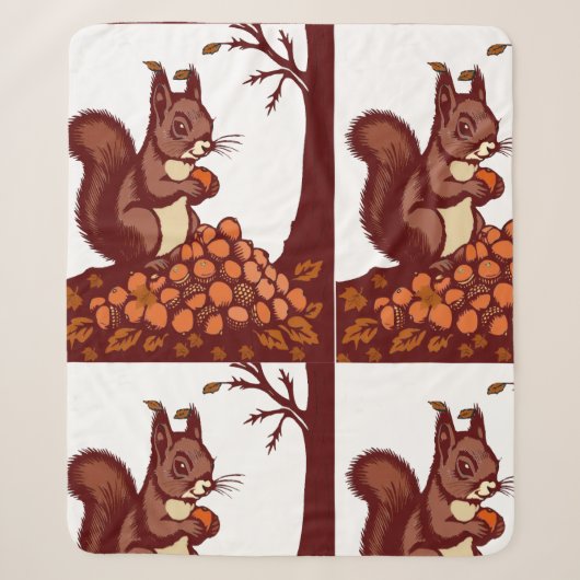 🐿️ Couverture Sherpa Écureuil d'Automne et Forêt (Devant)