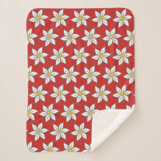 Couverture Sherpa Edelweiss Blooms Red Sherpa Fleece Blanche