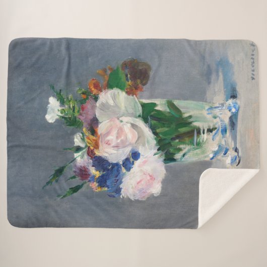 Couverture Sherpa Edouard Manet - Fleurs dans un Vase de Cristal (Devant (Horizontal))
