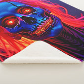 Couverture Sherpa Eerie Skeleton avec conception de cheveux roses (3/4)