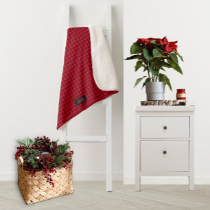 Couverture Sherpa Effet Knit rouge - Tricot avec ses propres initial