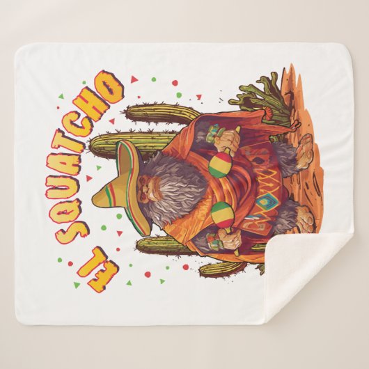 Couverture Sherpa El Squatcho Bigfoot avec Maraca, Sombrero et Ponc (Devant (Horizontal))
