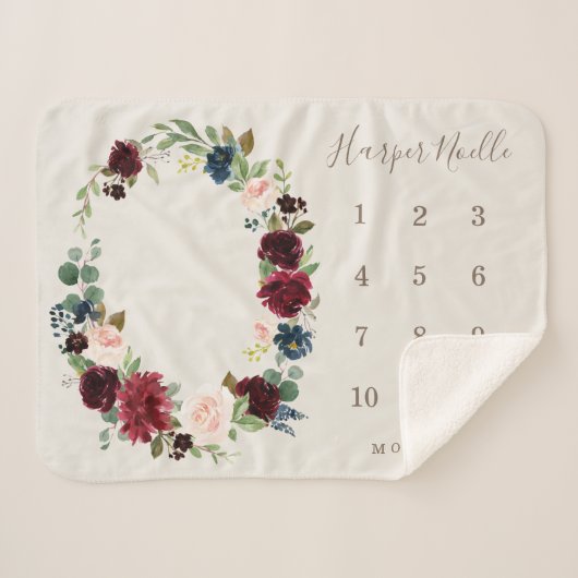 Couverture Sherpa Élégance d'automne Jalon de bébé (Devant (Horizontal))