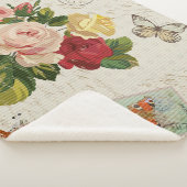 Couverture Sherpa Elégance florale vintage, papillon (3/4)