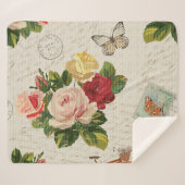 Couverture Sherpa Elégance florale vintage, papillon (Devant (Horizontal))