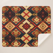 Couverture Sherpa Elégance géométrique Motif sans couture Rouge Or N (Devant (Horizontal))