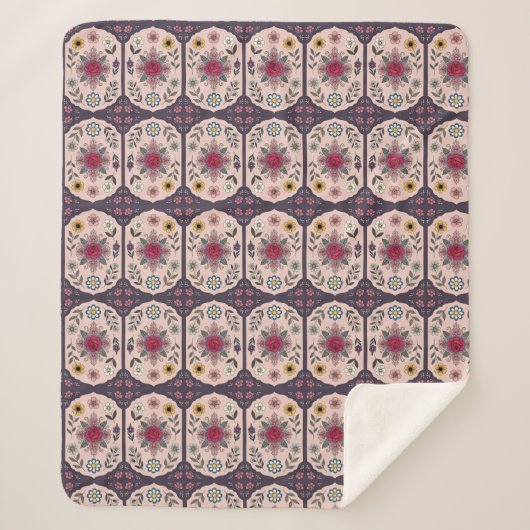 Couverture Sherpa Élégance Mandala Floral (Devant)