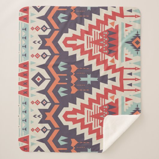 Couverture Sherpa Élégance tribale : Impression ethnique géométrique (Devant)