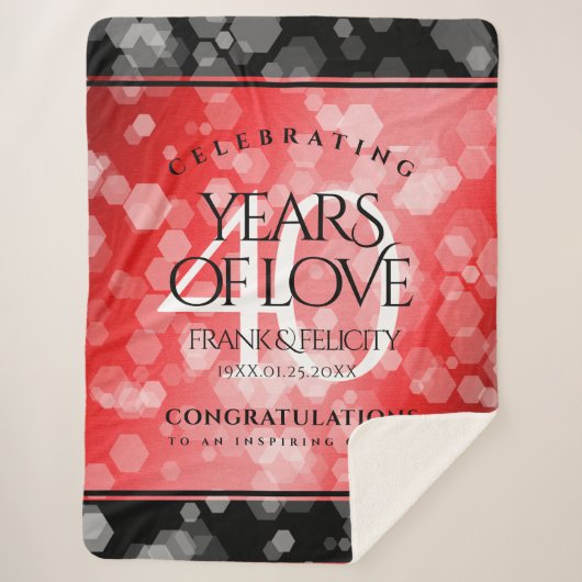 Couverture Sherpa Élégant 40ème anniversaire de Ruby Mariage (Devant)