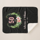 Couverture Sherpa Élégant 50e anniversaire floral noir (Devant (Horizontal))