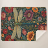 Couverture Sherpa Elegant art nouveau Autumn floral Dragonfly (Devant (Horizontal))