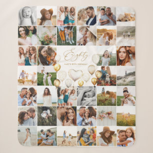 Couverture Sherpa Élégant ballon photo Collage 80e anniversaire