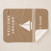 Couverture Sherpa Élégant bateau kaki Nom nautique Texte (Devant (Horizontal))