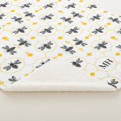 Couverture Sherpa Elégant Bee Motif Jaune moderne Monogramme noir (3/4)