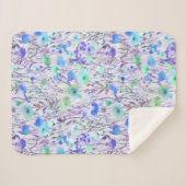 Couverture Sherpa Elegant blue turquoise wildflowers watercolor (Devant (Horizontal))