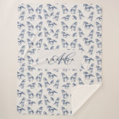 Couverture Sherpa Élégant Cheval Bleu Monogramme Cadeaux Initiaux (Devant)