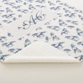Couverture Sherpa Élégant Cheval Bleu Monogramme Cadeaux Initiaux (3/4)