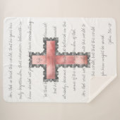 Couverture Sherpa Élégant Christian Pink Cross Scripture Verse (Devant (Horizontal))