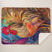 Couverture Sherpa Élégant coq coloré (Devant (Horizontal))