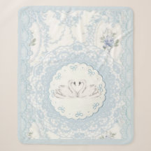 Élégant Cygne Bleu Clair Vintage et Médaillon de D