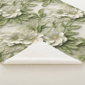 Couverture Sherpa Élégant Embossé 3D Flexible Secours Olive & ivoire (3/4)