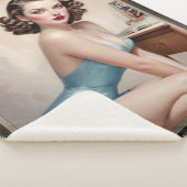 Couverture Sherpa Élégant Épinglette Beauté de fille en bleu satiné (3/4)