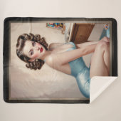 Couverture Sherpa Élégant Épinglette Beauté de fille en bleu satiné (Devant (Horizontal))