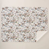 Couverture Sherpa Elégant Feuille Berries Aquarelle Blanc Floral (Devant (Horizontal))