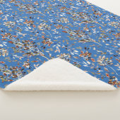 Couverture Sherpa Elégant Feuille Berries Aquarelle Bleu Floral (3/4)