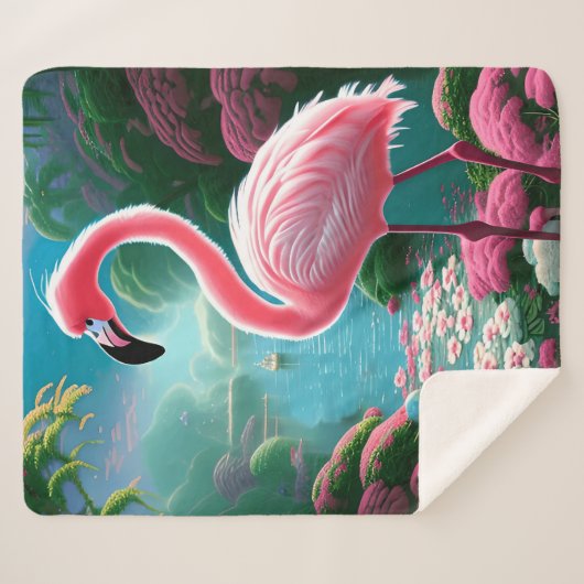 Couverture Sherpa Élégant Flamant rose tropical-70852 (Devant (Horizontal))