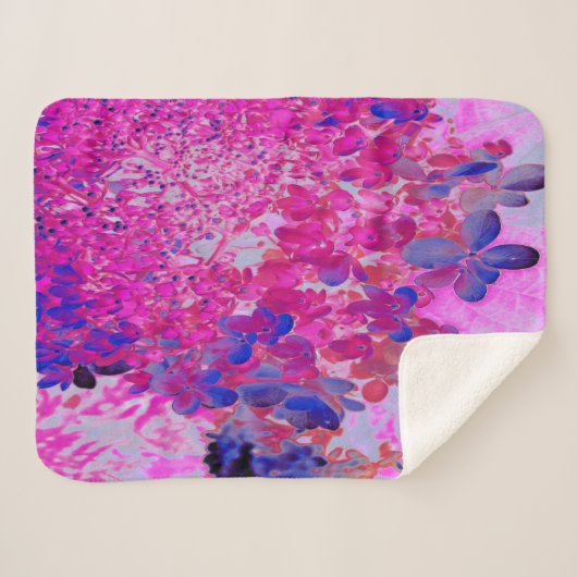 Couverture Sherpa Elégant Fuchsia et bleu foncé Limelight Hydrangea (Devant (Horizontal))
