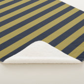 Couverture Sherpa Elégant Gold & Navy Blue Vertical Stripes (3/4)
