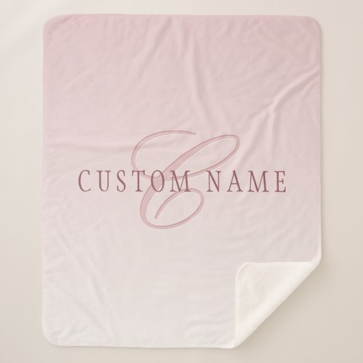 Couverture Sherpa Élégant lettrage et monogramme | Rose Ombre (Devant)