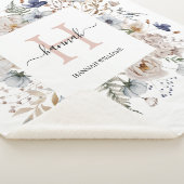Couverture Sherpa Elegant Monogram Pretty Beige Blue Flowers Floral (3/4)