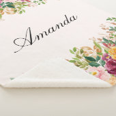 Couverture Sherpa Elégant Monogramme Aquarelle Rose Jardin Floral (3/4)