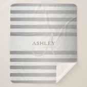 Couverture Sherpa Élégant Monogramme Faux Gris Argent Gris Gris (Devant)